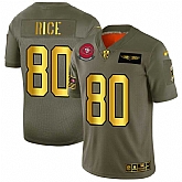 Nike 49ers 80 Jerry Rice 2019 Olive Gold Salute To Service Limited Jersey Dyin,baseball caps,new era cap wholesale,wholesale hats